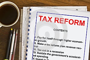 Tax reform plan concept