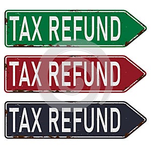 Tax refund arrow road sign vector illustration.