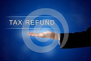 Tax refund button on virtual screen