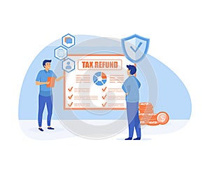 Tax refund. Tax declaration approved. Idea of accounting and payment