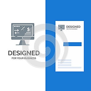 Tax Regulation, Finance, Income, Computer Grey Logo Design and Business Card Template