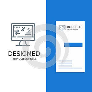 Tax Regulation, Finance, Income, Computer Grey Logo Design and Business Card Template