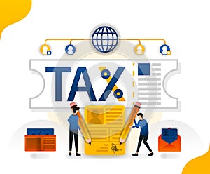 Tax relief and forgiveness. fill taxes online. discount in tax amnesty, concept vector illustration. can use for landing page, tem