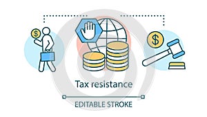 Tax resistance concept icon. Civil disobedience, government manifestation idea thin line illustration. Taxpayer with