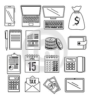 Tax return time set icons