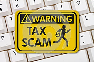 Tax scam warning sign photo