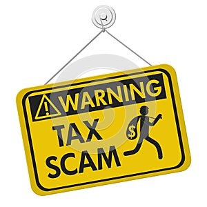 Tax scam yellow warning sign photo
