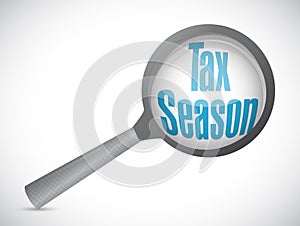 tax season magnify glass sign concept.