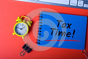 Tax time -15th April 15 - Tax day in USA. Notification of the need to file tax returns, tax form at accauntant workplace