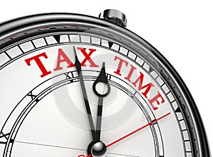 Tax time concept clock closeup