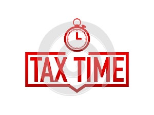 Tax Time red label on white background. Vector illustration