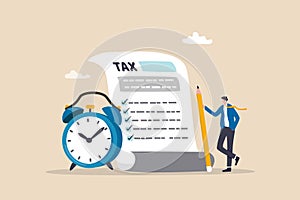 Tax time reminder, income tax planning, government payment date or financial refund, schedule or revenue calculation concept,