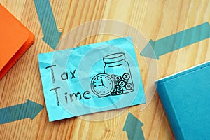 Tax time is shown using the text and picture of clock