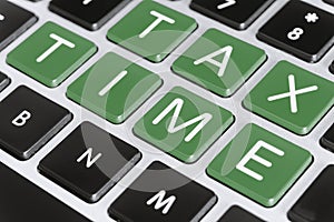 Tax Time Word on Computer Keyboard