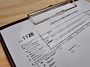 Tax Return Form 1120, US Individual Tax Return photo