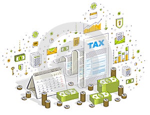 Taxation concept, tax form or paper legal document with cash mon