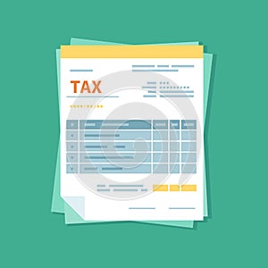 Taxation icon isolated. A simplified tax form. Unfilled, minimalistic form of the document. Payment and invoicing