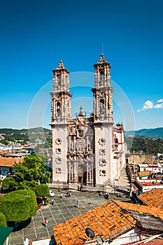 Taxco, Mexico - November 11, 2010. Main Cathedral of Santa Prisca in Taxco, Guerrero, Mexico