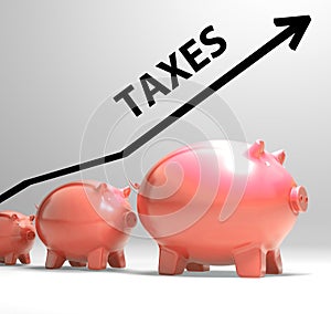 Taxes Arrow Shows Higher Taxation And Levies