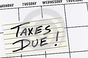 Taxes calendar due date reminder tax obligation deadline photo