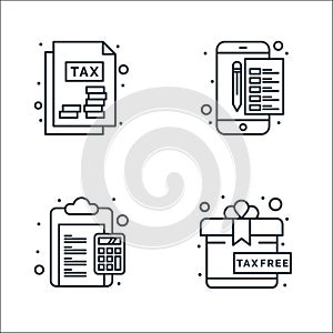 taxes line icons. linear set. quality vector line set such as present, clipboard, archives