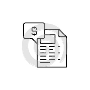 taxes, money, file, chat bobble line icon on white background