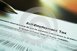 Taxes Self Employment Form Stock Photo