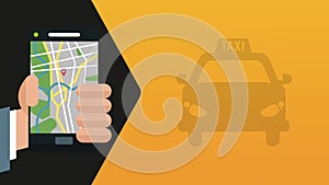Taxi application from smartphone HD animation