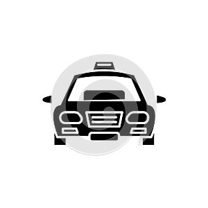 Taxi black icon, vector sign on isolated background. Taxi concept symbol, illustration
