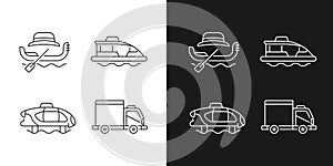Taxi booking linear icons set for dark and light mode