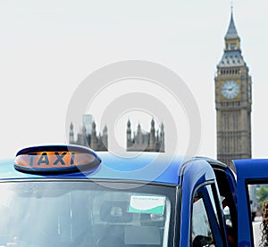 Taxi cab in front of Big Ben