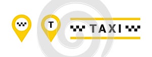 Taxi cab service icons. Taxi service banner elements. Round the clock service. Vector icons