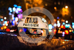 Taxi Cabs at the Champs Elysees in Paris, France