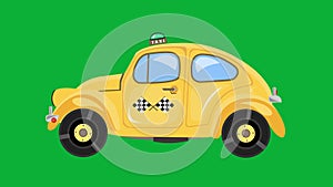 Taxi car animation on green screen