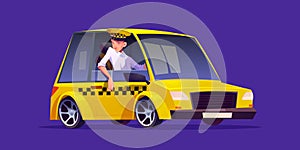 Taxi car with driver in uniform