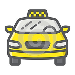 Taxi car filled outline icon, transport and auto