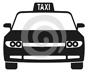 Taxi car front view. Black auto icon