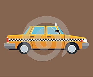 Taxi car side view brown background