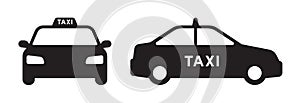 Taxi car silhouette icon front and side, Pictogram flat design, Vector illustrationà¹ƒ