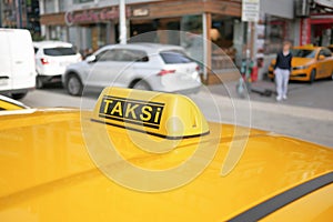 Taxi car in the street in Istanbul photo