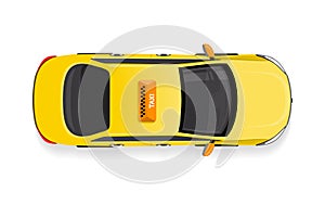 Taxi Car Top View Flat Style Vector Icon