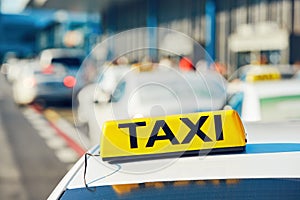 Taxi cars on the street photo