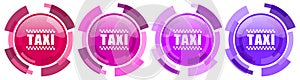 Taxi colorful icons collection, round glossy icon set isolated on white, modern design web buttons