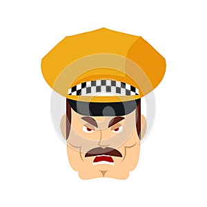 Taxi driver angry emoji. Cabbie evil emotions avatar. Cabdriver aggressive. Vector illustration