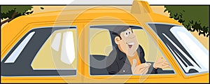 Taxi driver in car. Stock illustration