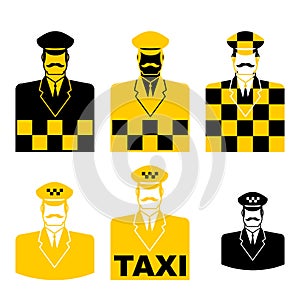 Taxi driver icon set. cabbie sign. cabdriver symbol. Vector illustration photo