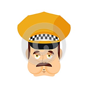 Taxi driver Nausea emoji. Cabbie Sick emotions avatar. Cabdriver ill. Vector illustration