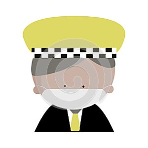 Taxi driver with protective medical face mask vector icon illustration