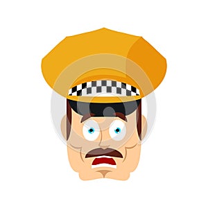 Taxi driver scared OMG emotion. Cabbie Oh my God emotions avatar. Cabdriver Frightened. Vector illustration photo