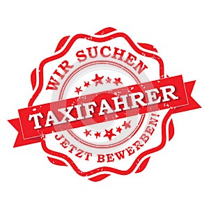 Taxi drivers wanted - german printable stamp / label photo